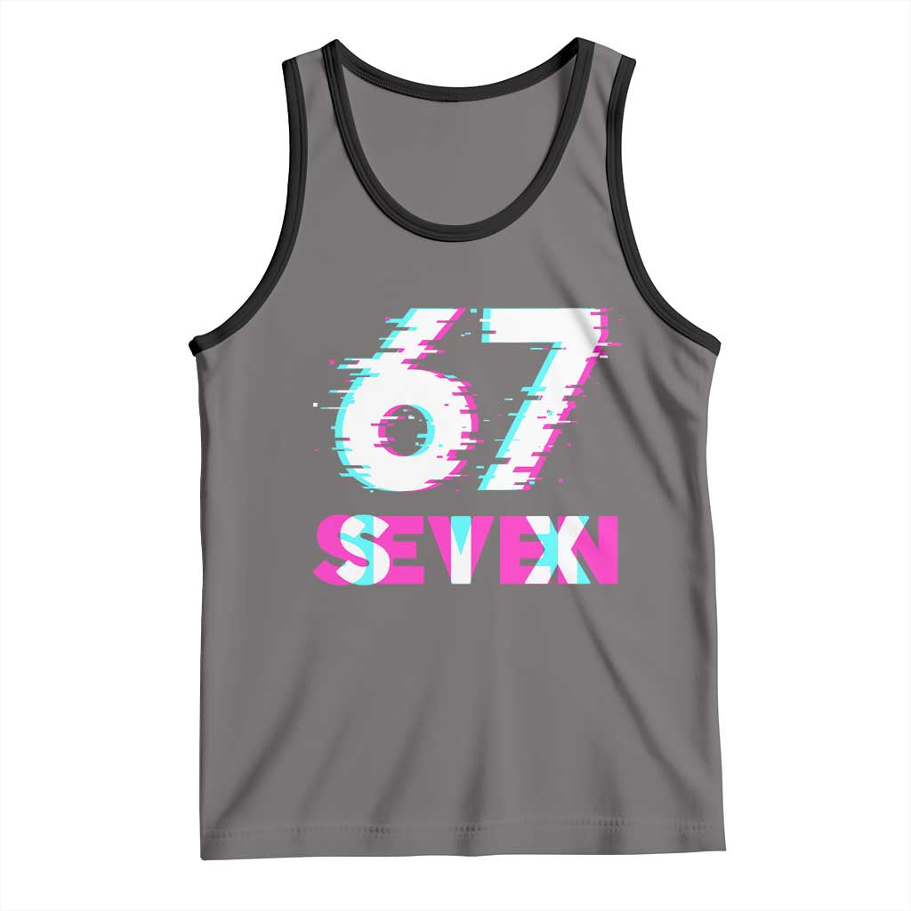 Glitch Optical Illusion Six Seven Meme Tank Top Gen Alpha Slang Gift - Wonder Print Shop