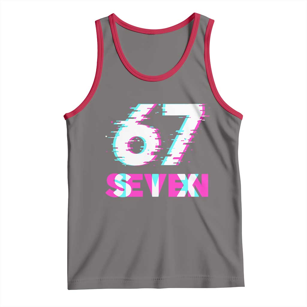 Glitch Optical Illusion Six Seven Meme Tank Top Gen Alpha Slang Gift - Wonder Print Shop