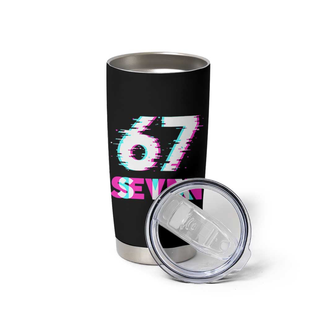 Glitch Optical Illusion Six Seven Meme Tumbler Cup Gen Alpha Slang Gift - Wonder Print Shop