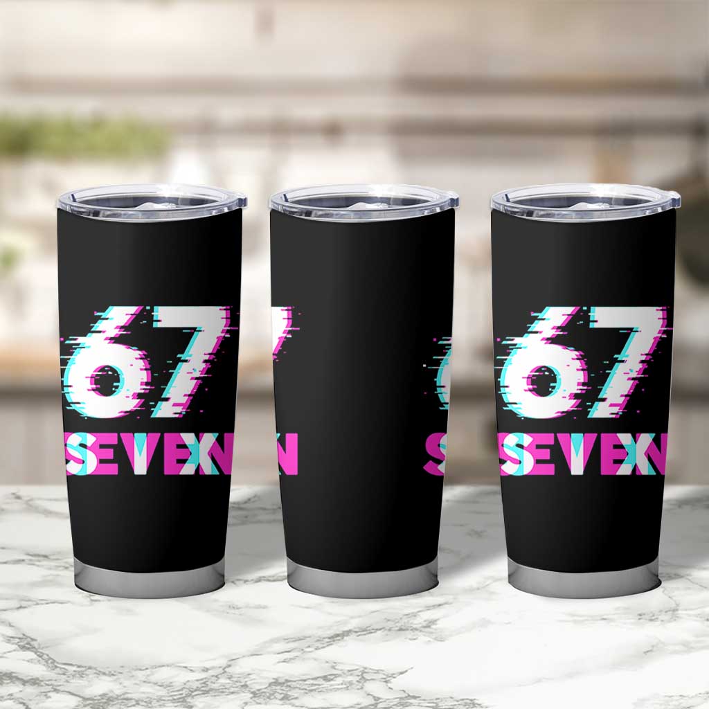 Glitch Optical Illusion Six Seven Meme Tumbler Cup Gen Alpha Slang Gift - Wonder Print Shop