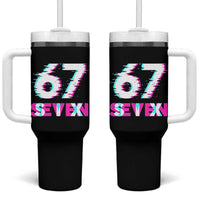 Glitch Optical Illusion Six Seven Meme Tumbler With Handle Gen Alpha Slang Gift - Wonder Print Shop