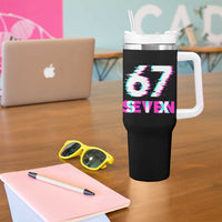 Glitch Optical Illusion Six Seven Meme Tumbler With Handle Gen Alpha Slang Gift - Wonder Print Shop