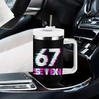 Glitch Optical Illusion Six Seven Meme Tumbler With Handle Gen Alpha Slang Gift - Wonder Print Shop