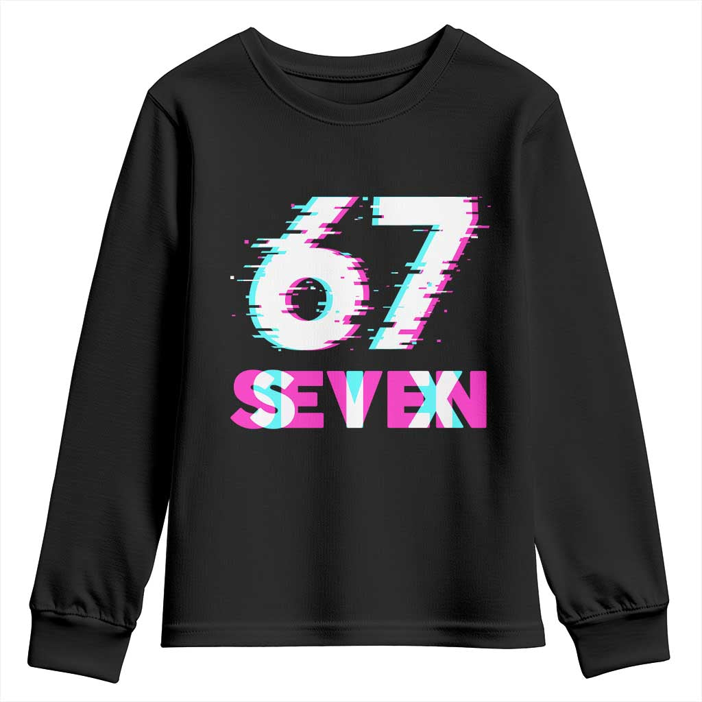Glitch Optical Illusion Six Seven Meme Youth Sweatshirt Gen Alpha Slang Gift - Wonder Print Shop