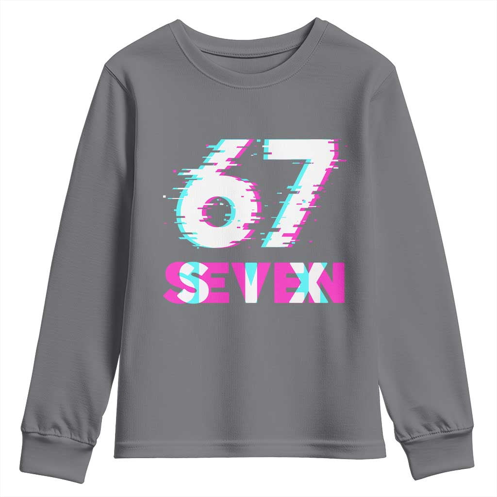Glitch Optical Illusion Six Seven Meme Youth Sweatshirt Gen Alpha Slang Gift - Wonder Print Shop