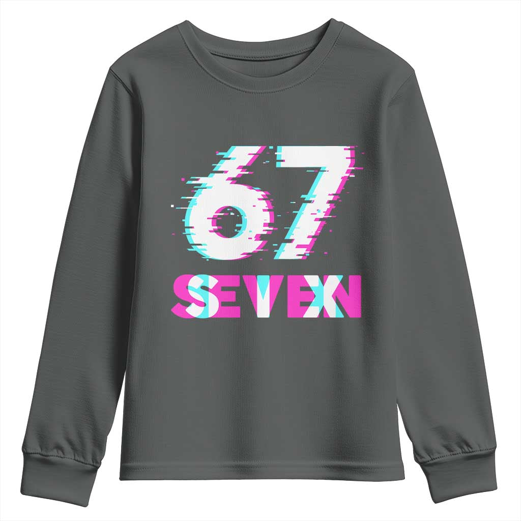 Glitch Optical Illusion Six Seven Meme Youth Sweatshirt Gen Alpha Slang Gift - Wonder Print Shop