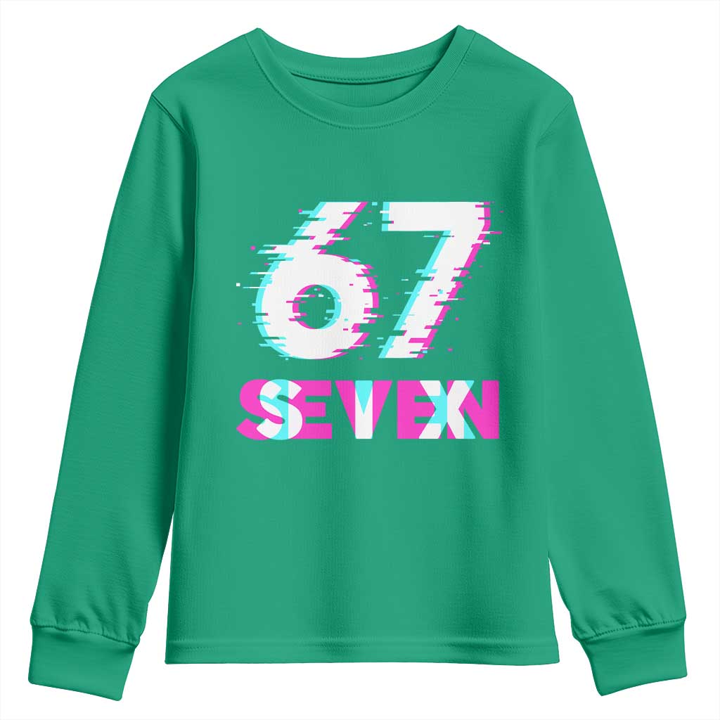 Glitch Optical Illusion Six Seven Meme Youth Sweatshirt Gen Alpha Slang Gift - Wonder Print Shop