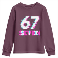 Glitch Optical Illusion Six Seven Meme Youth Sweatshirt Gen Alpha Slang Gift - Wonder Print Shop