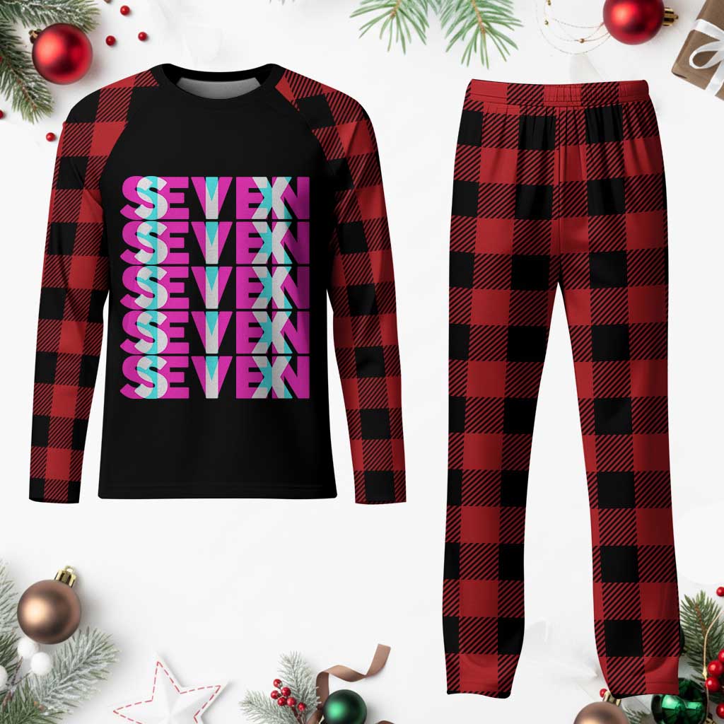 Six Seven Glitch Optical Illusion Meme Plaid Pajama Set Funny Gen Z Alpha Gift - Wonder Print Shop