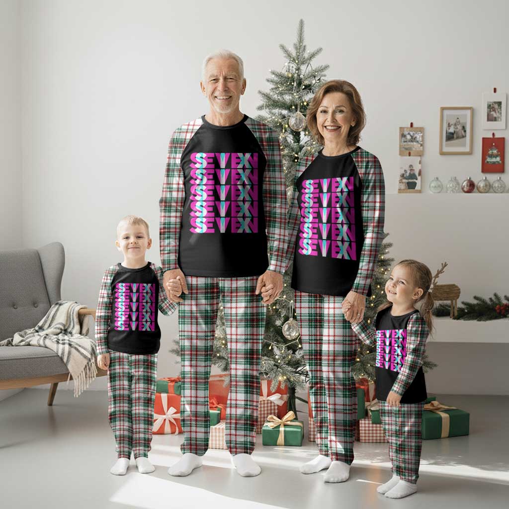 Six Seven Glitch Optical Illusion Meme Plaid Pajama Set Funny Gen Z Alpha Gift - Wonder Print Shop