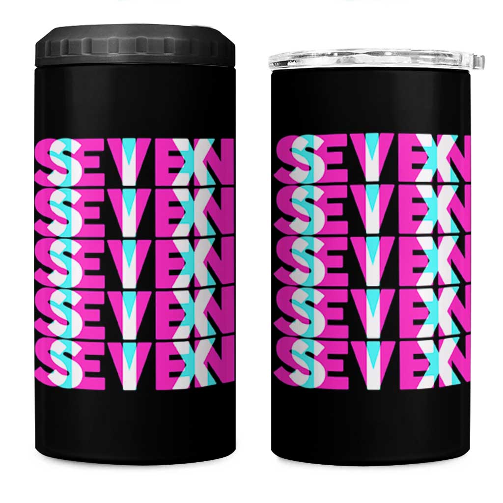 Six Seven Glitch Optical Illusion Meme 4 in 1 Can Cooler Tumbler Funny Gen Z Alpha Gift - Wonder Print Shop