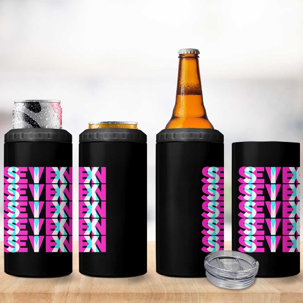 Six Seven Glitch Optical Illusion Meme 4 in 1 Can Cooler Tumbler Funny Gen Z Alpha Gift - Wonder Print Shop