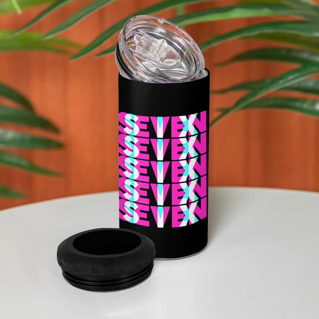 Six Seven Glitch Optical Illusion Meme 4 in 1 Can Cooler Tumbler Funny Gen Z Alpha Gift - Wonder Print Shop