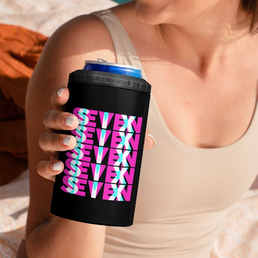 Six Seven Glitch Optical Illusion Meme 4 in 1 Can Cooler Tumbler Funny Gen Z Alpha Gift - Wonder Print Shop