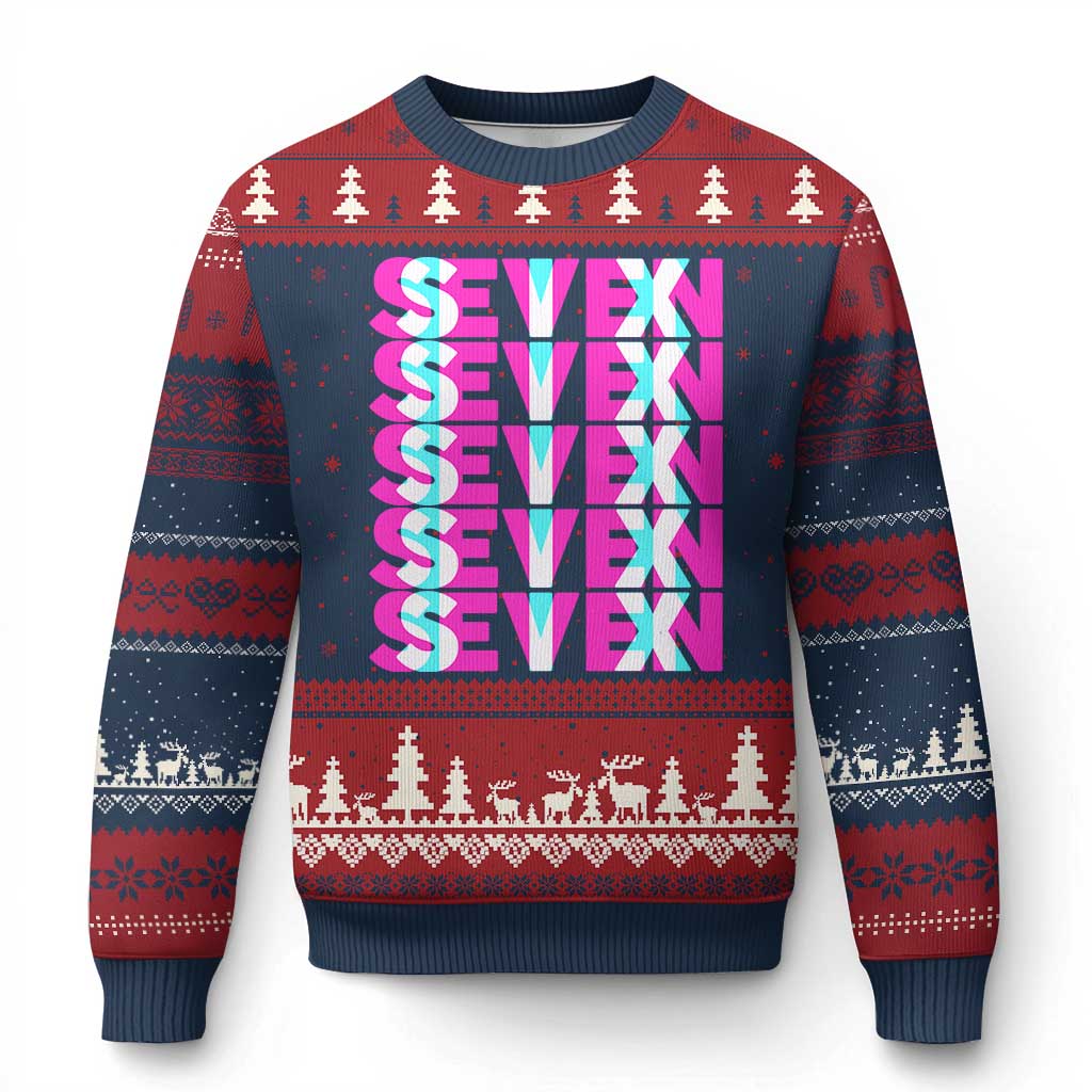 Six Seven Glitch Optical Illusion Meme Ugly Christmas Sweater Funny Gen Z Alpha Gift - Wonder Print Shop