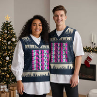Six Seven Glitch Optical Illusion Meme V-Neck Knit Sweater Vest Funny Gen Z Alpha Gift - Wonder Print Shop