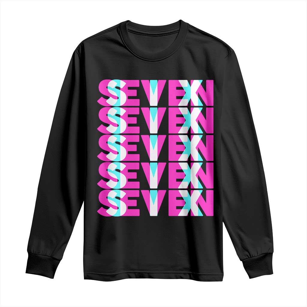 Six Seven Glitch Optical Illusion Meme Long Sleeve Shirt Funny Gen Z Alpha Gift - Wonder Print Shop