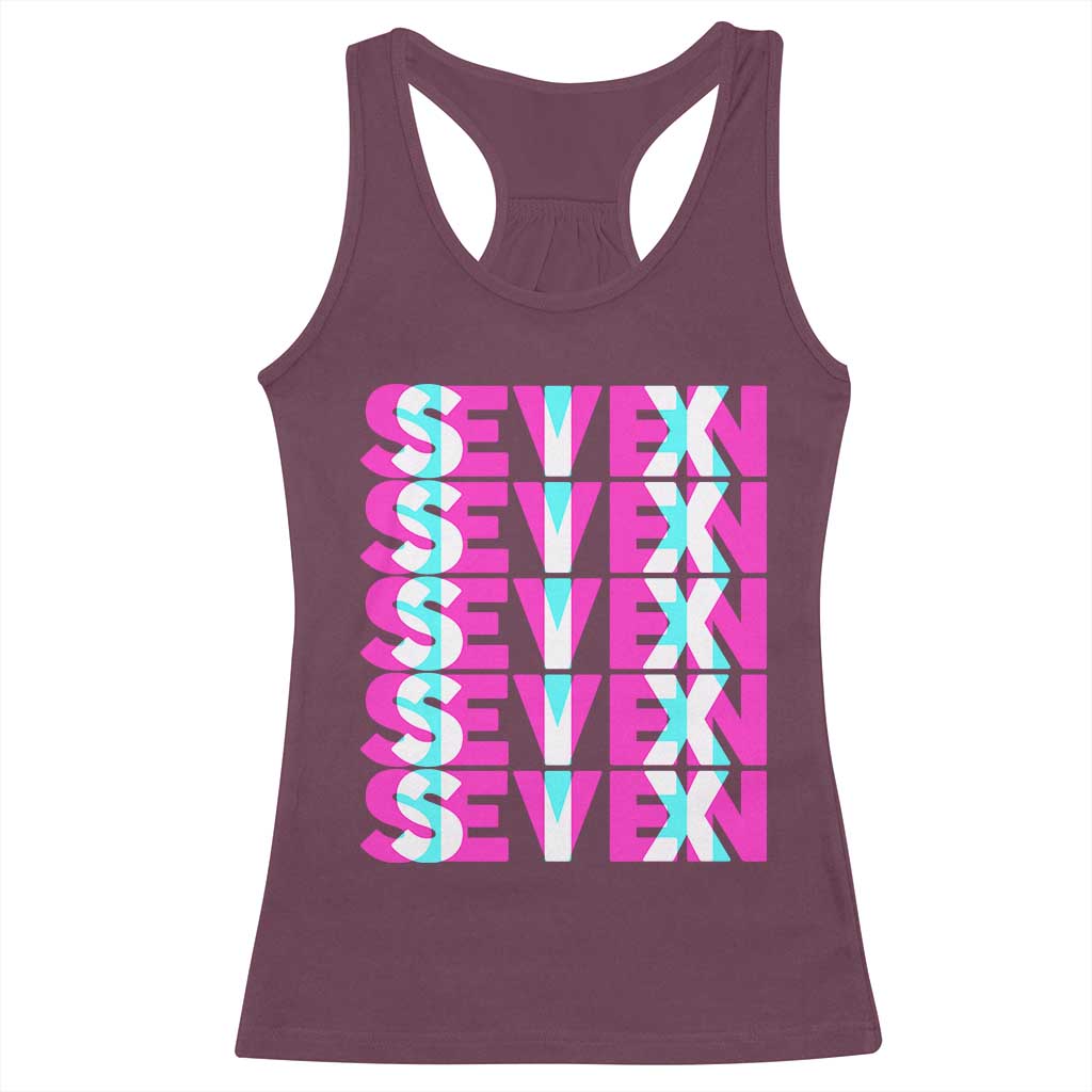 Six Seven Glitch Optical Illusion Meme Racerback Tank Top Funny Gen Z Alpha Gift - Wonder Print Shop