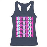 Six Seven Glitch Optical Illusion Meme Racerback Tank Top Funny Gen Z Alpha Gift - Wonder Print Shop