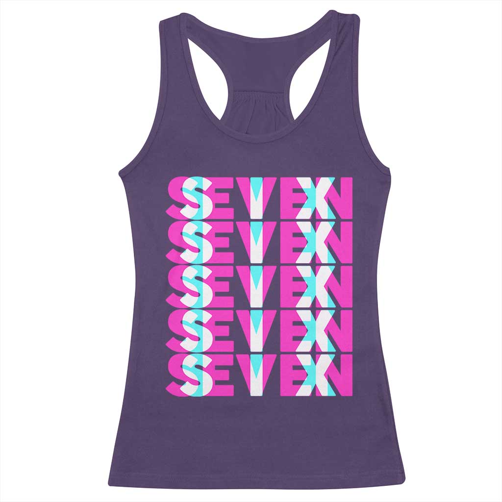 Six Seven Glitch Optical Illusion Meme Racerback Tank Top Funny Gen Z Alpha Gift - Wonder Print Shop