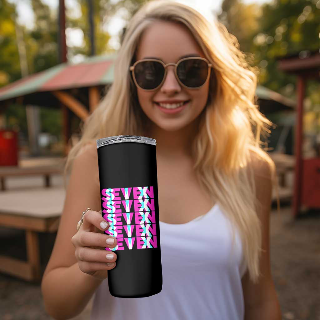 Six Seven Glitch Optical Illusion Meme Skinny Tumbler Funny Gen Z Alpha Gift - Wonder Print Shop