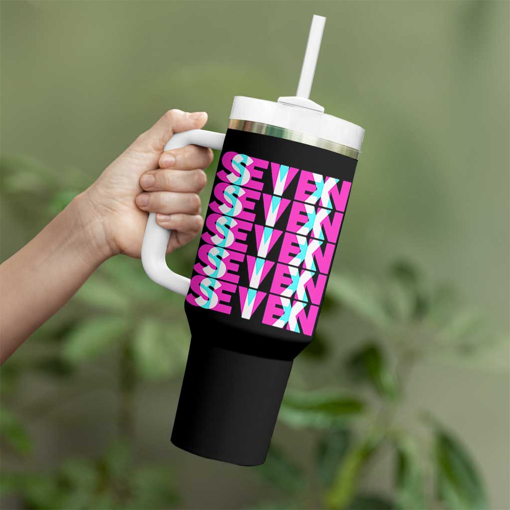Six Seven Glitch Optical Illusion Meme Tumbler With Handle Funny Gen Z Alpha Gift - Wonder Print Shop