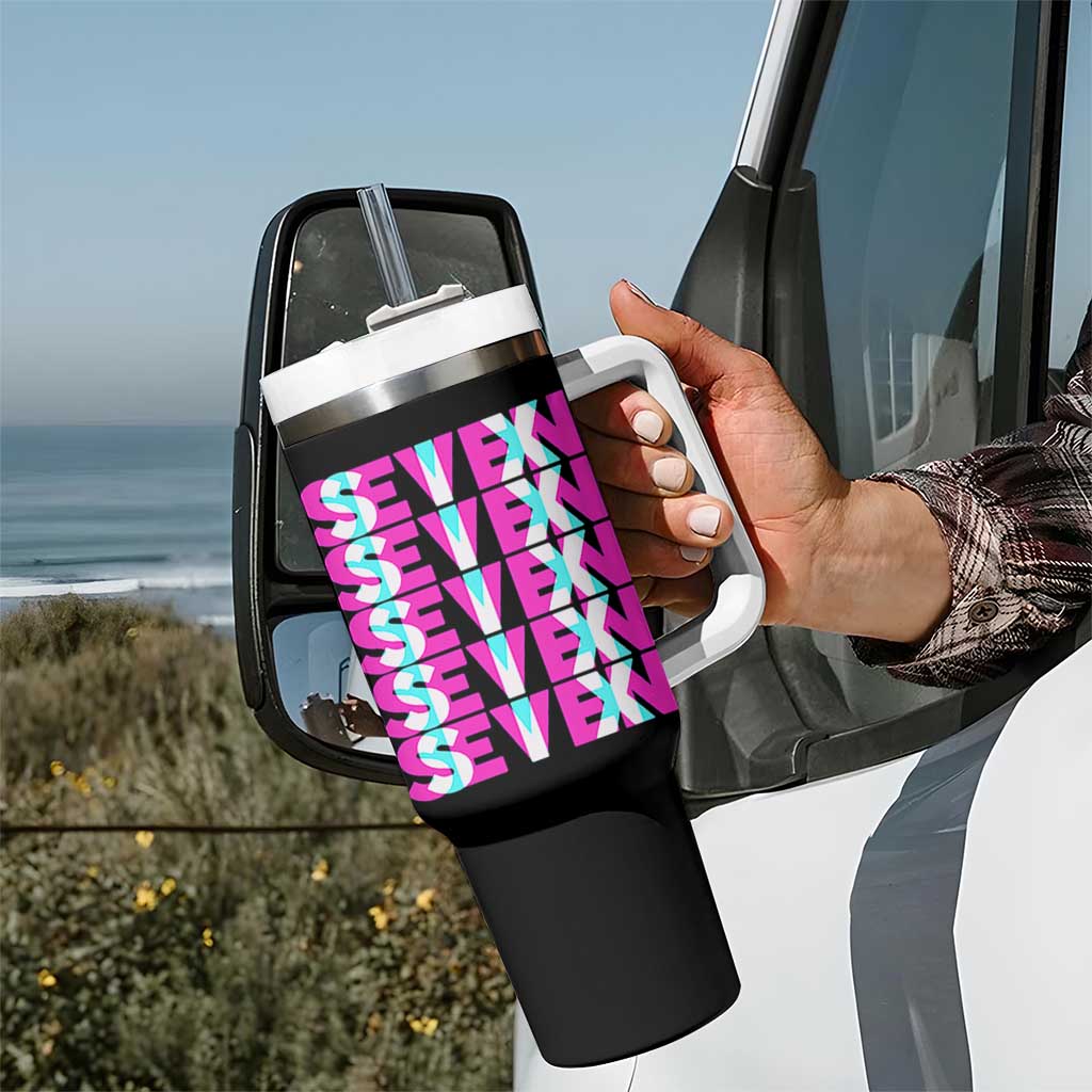 Six Seven Glitch Optical Illusion Meme Tumbler With Handle Funny Gen Z Alpha Gift - Wonder Print Shop