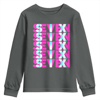 Six Seven Glitch Optical Illusion Meme Youth Sweatshirt Funny Gen Z Alpha Gift - Wonder Print Shop