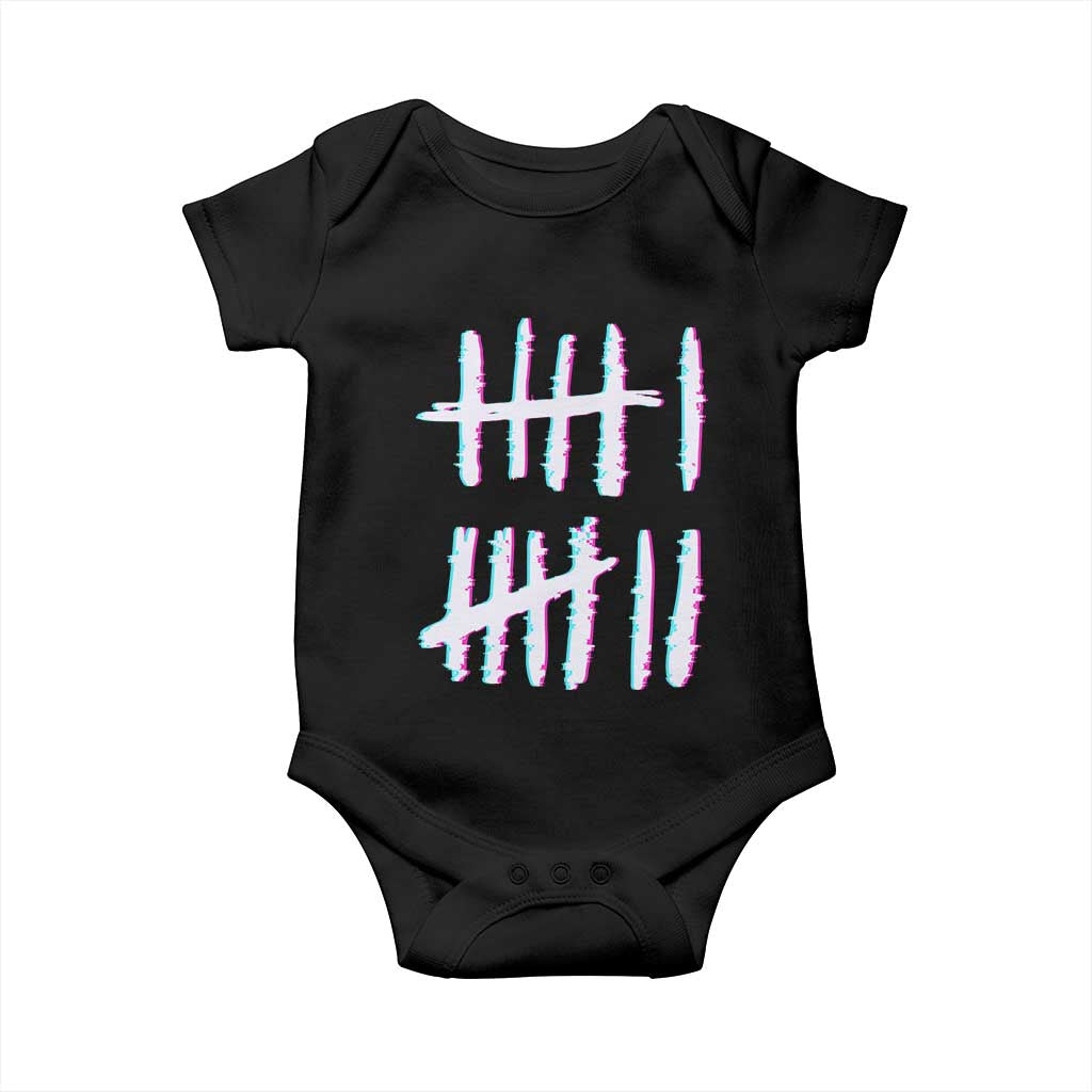 Tally Marks Six Seven Meme Baby Onesie Glitch Optical Illusion - Wonder Print Shop