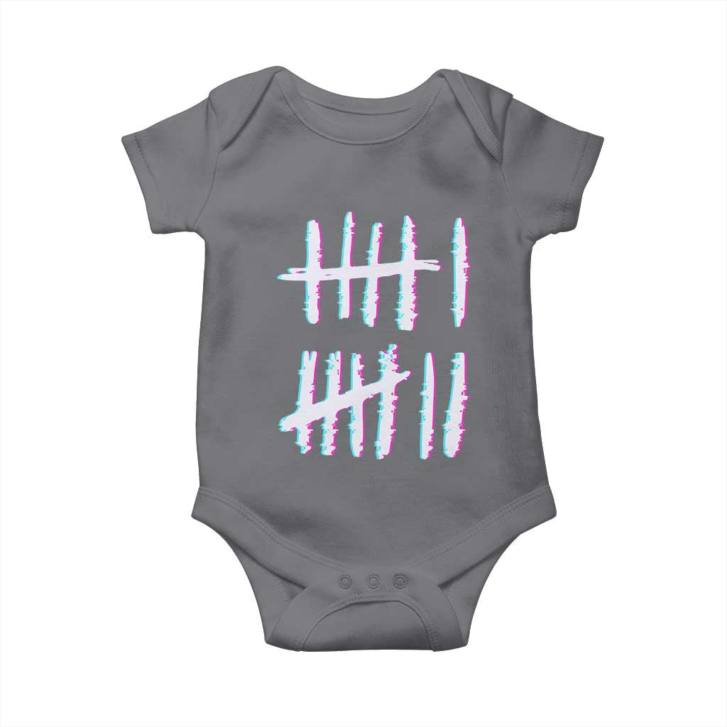 Tally Marks Six Seven Meme Baby Onesie Glitch Optical Illusion - Wonder Print Shop