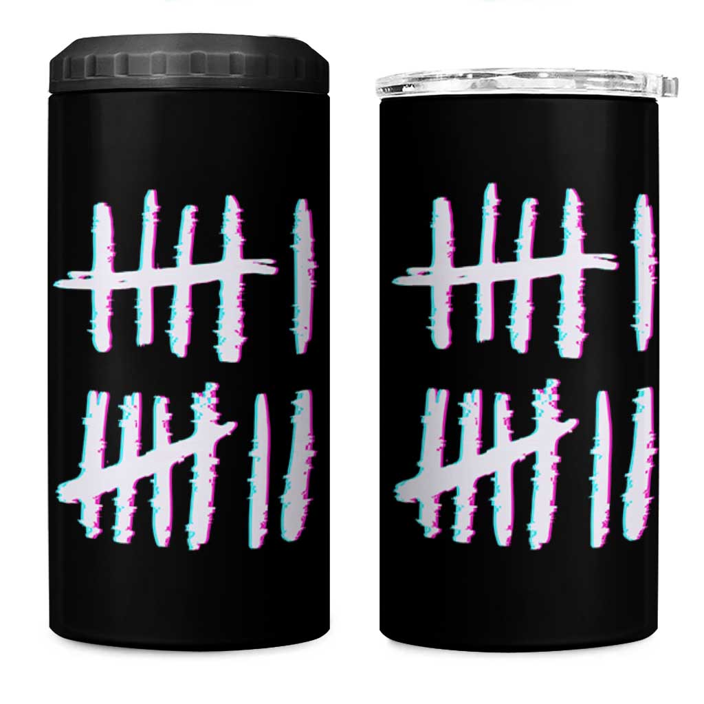 Tally Marks Six Seven Meme 4 in 1 Can Cooler Tumbler Glitch Optical Illusion - Wonder Print Shop