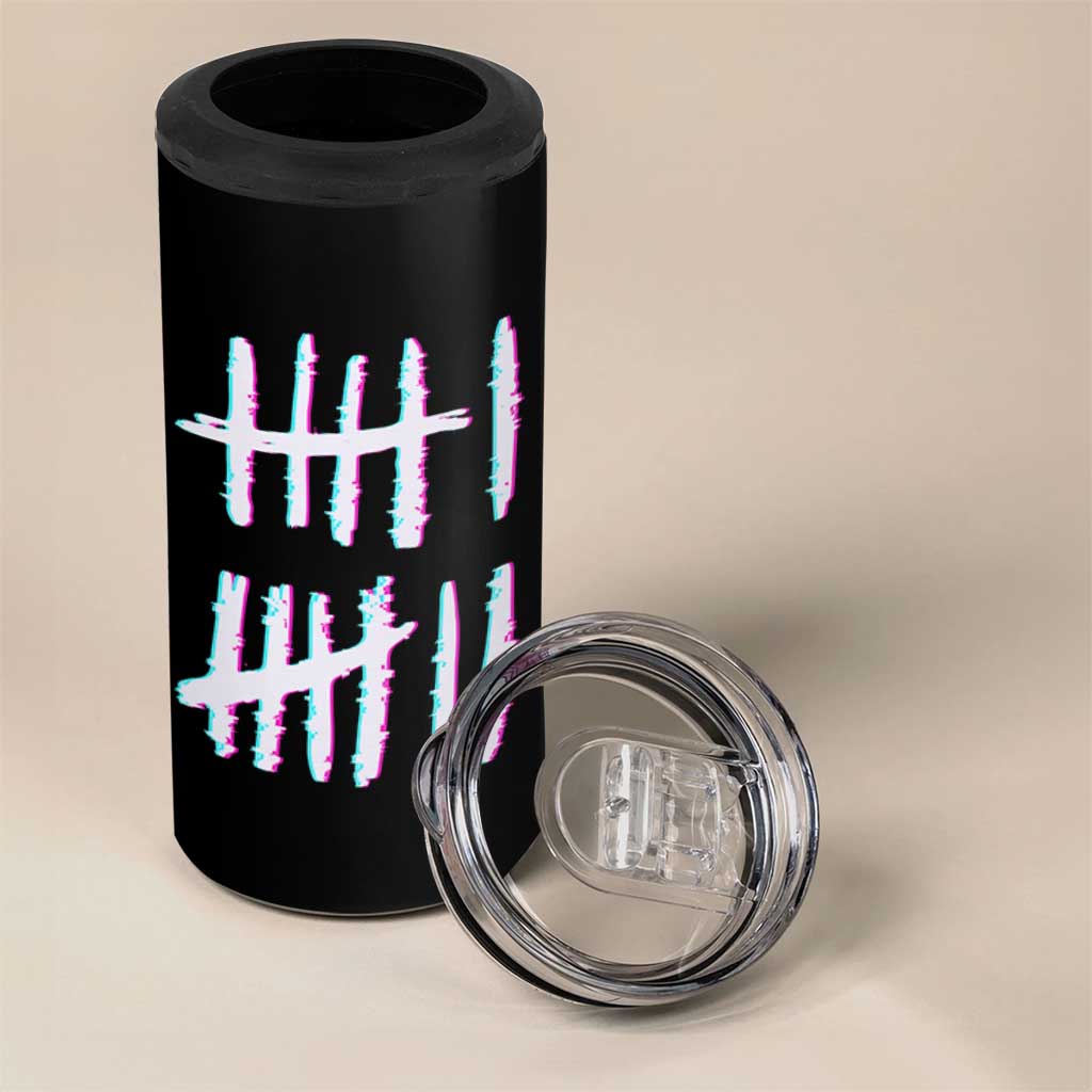 Tally Marks Six Seven Meme 4 in 1 Can Cooler Tumbler Glitch Optical Illusion - Wonder Print Shop