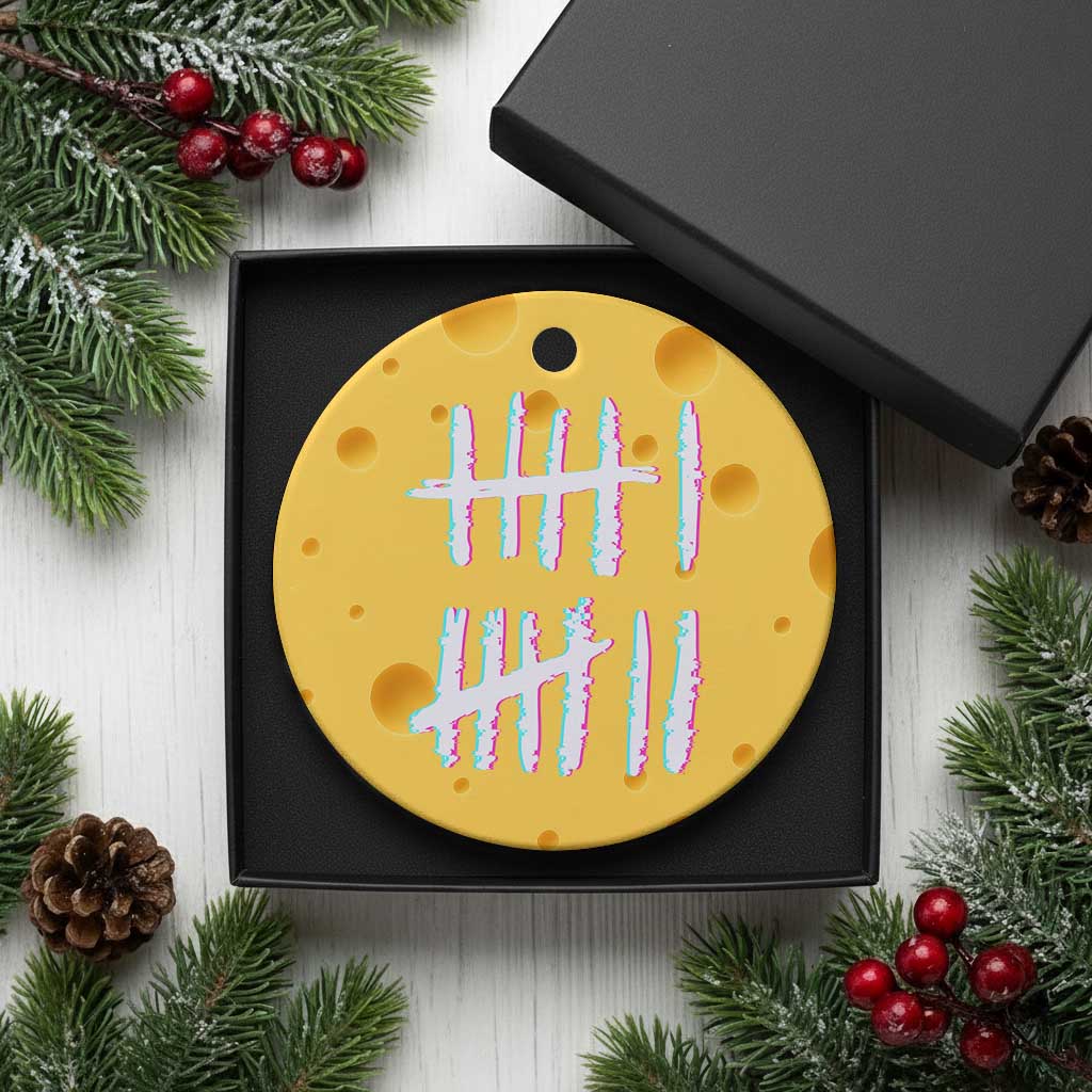 Tally Marks Six Seven Meme Ceramic Ornament Glitch Optical Illusion - Wonder Print Shop