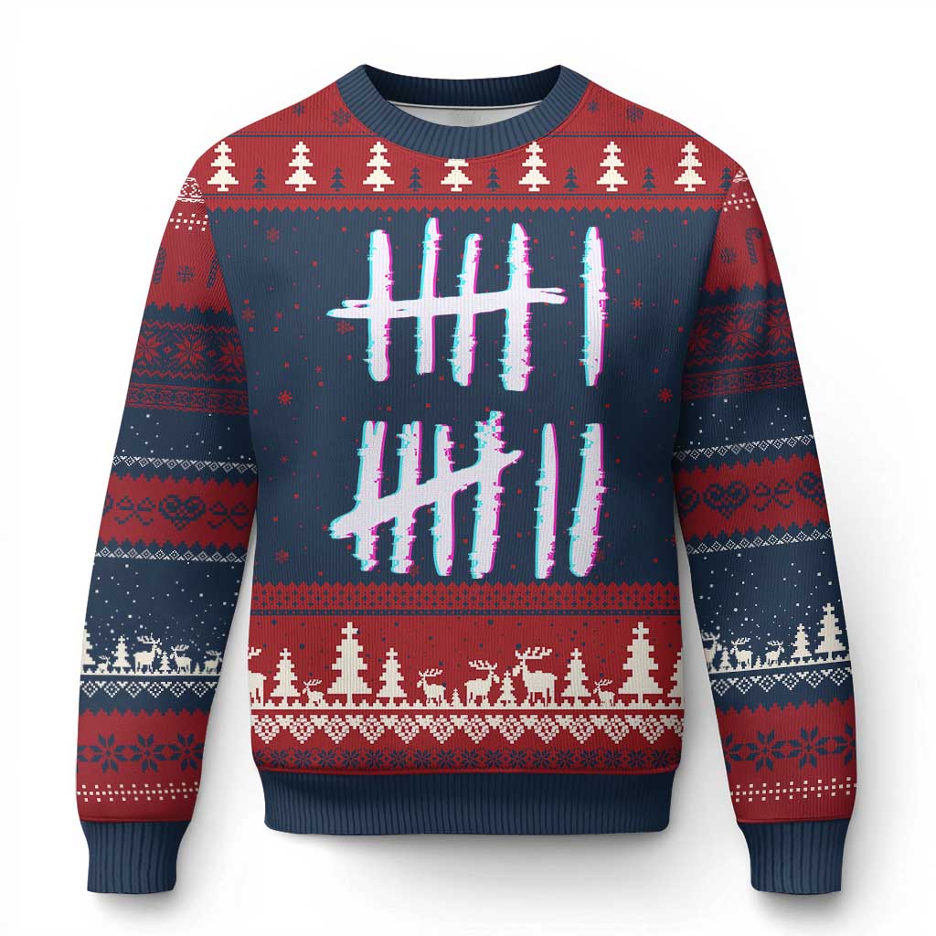 Tally Marks Six Seven Meme Ugly Christmas Sweater Glitch Optical Illusion - Wonder Print Shop