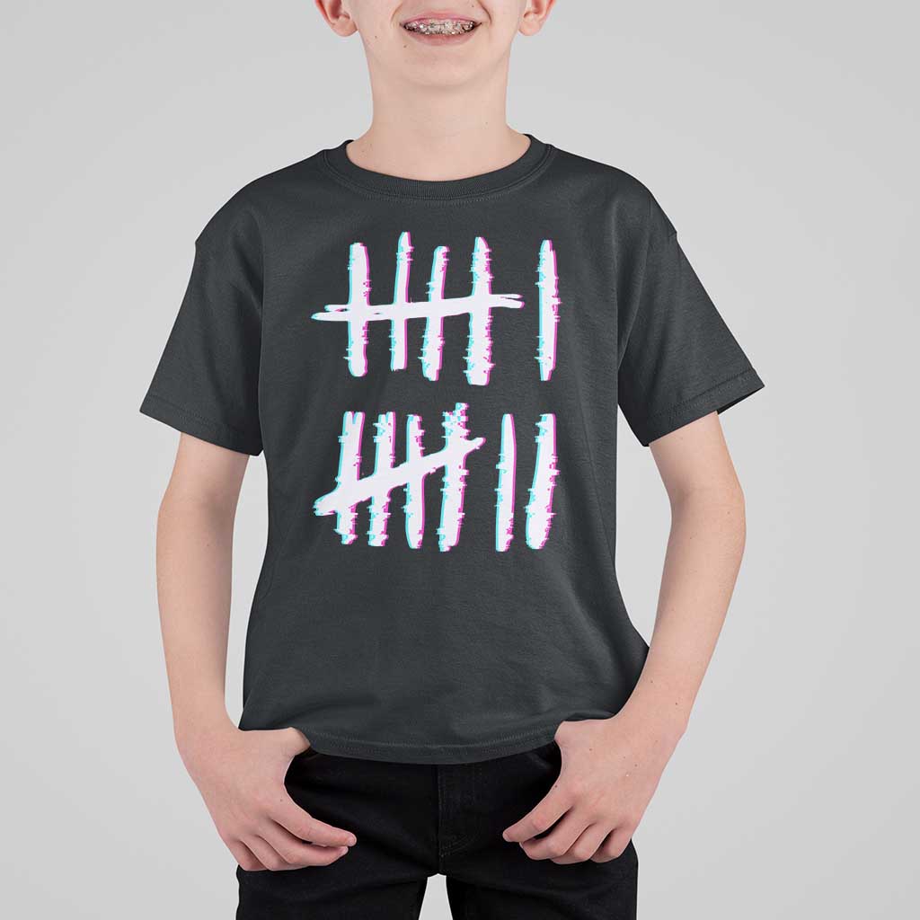 Tally Marks Six Seven Meme T Shirt For Kid Glitch Optical Illusion - Wonder Print Shop