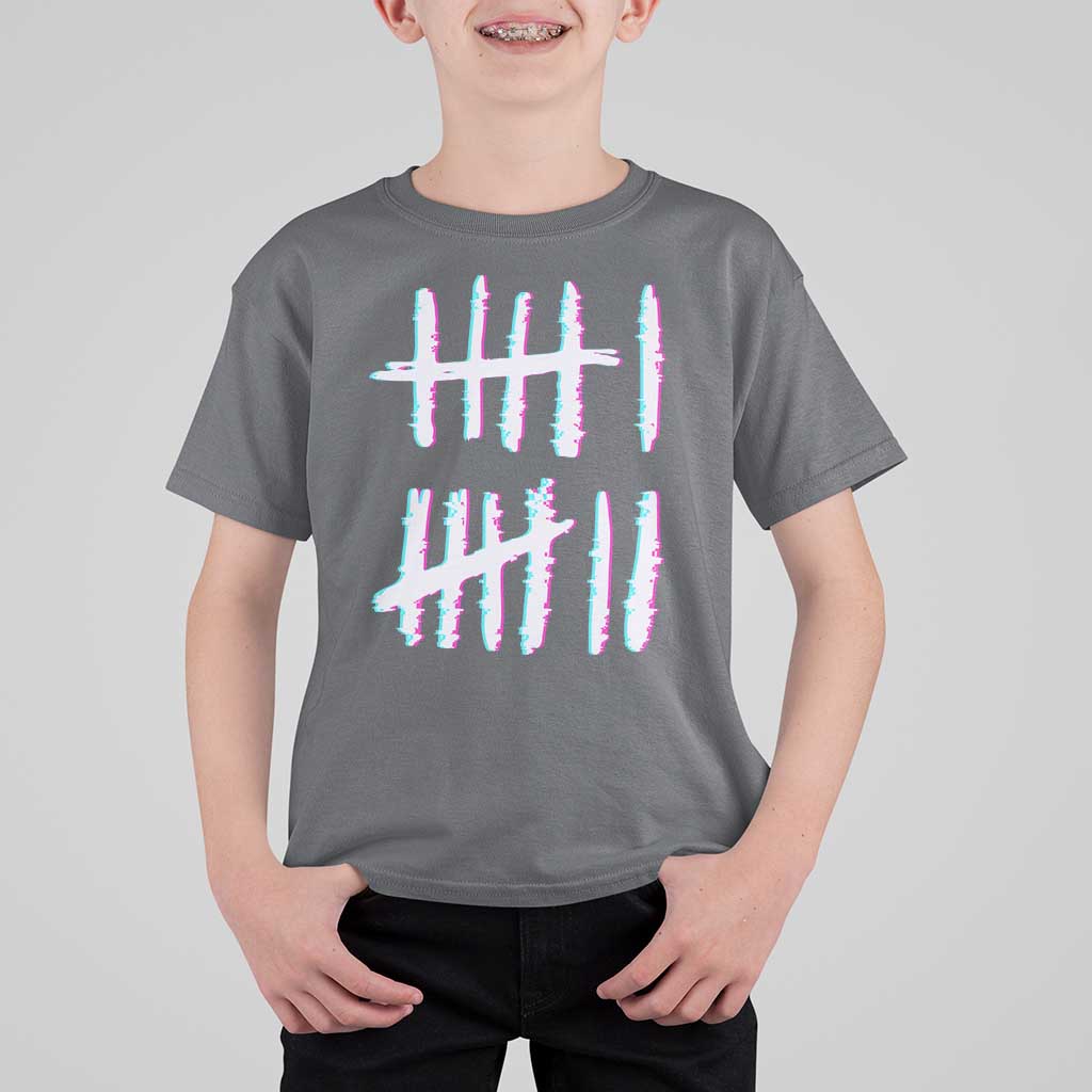 Tally Marks Six Seven Meme T Shirt For Kid Glitch Optical Illusion - Wonder Print Shop