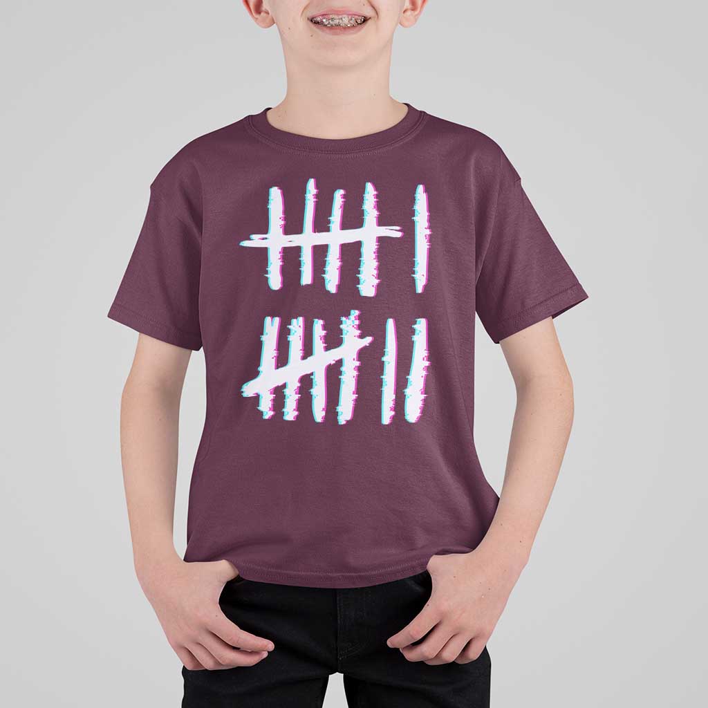 Tally Marks Six Seven Meme T Shirt For Kid Glitch Optical Illusion - Wonder Print Shop