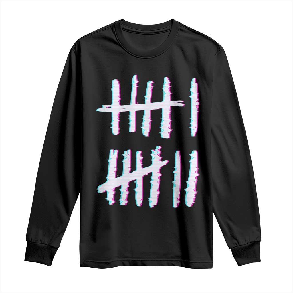 Tally Marks Six Seven Meme Long Sleeve Shirt Glitch Optical Illusion - Wonder Print Shop