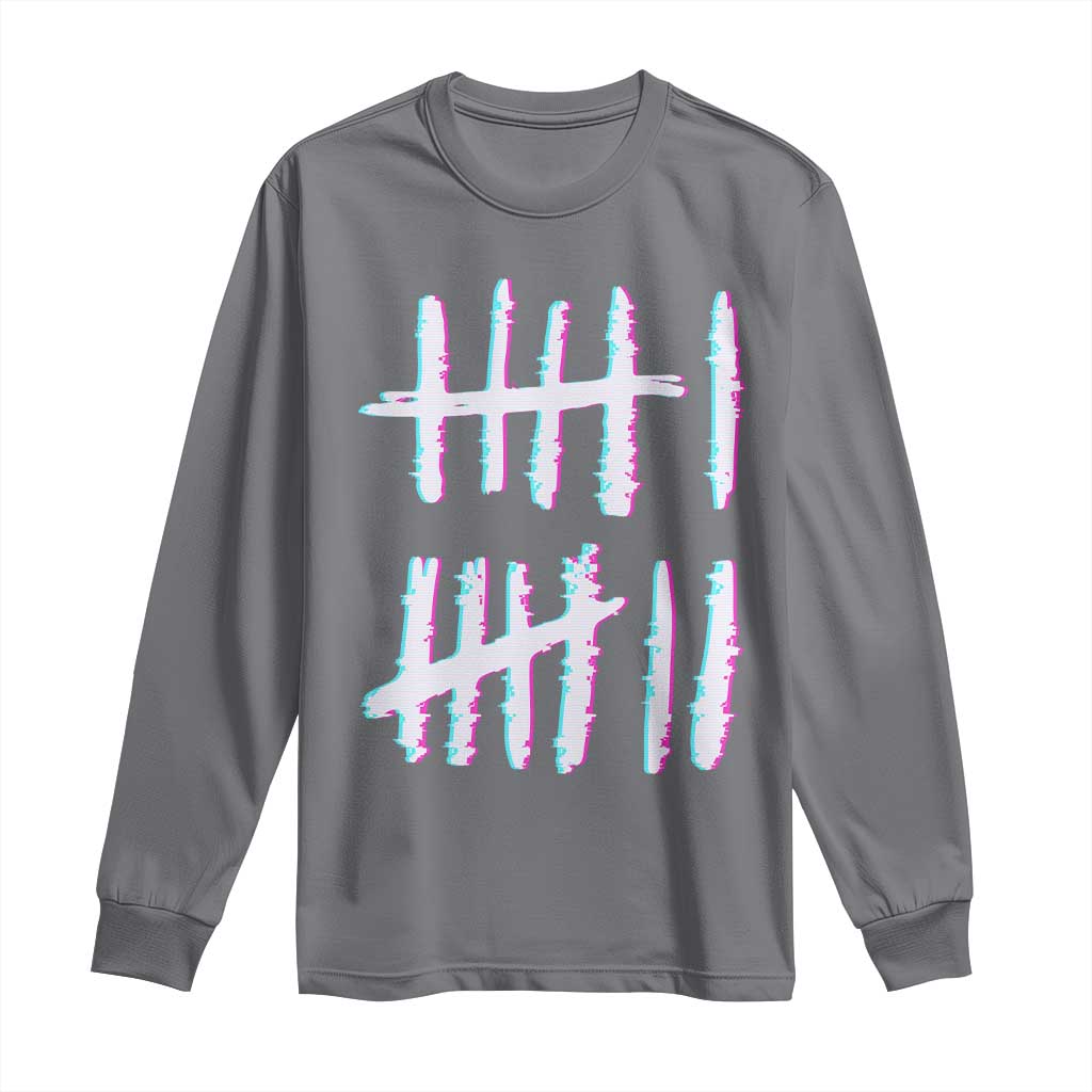 Tally Marks Six Seven Meme Long Sleeve Shirt Glitch Optical Illusion - Wonder Print Shop