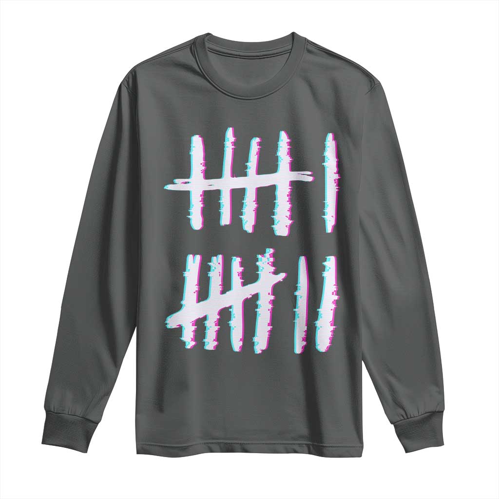 Tally Marks Six Seven Meme Long Sleeve Shirt Glitch Optical Illusion - Wonder Print Shop