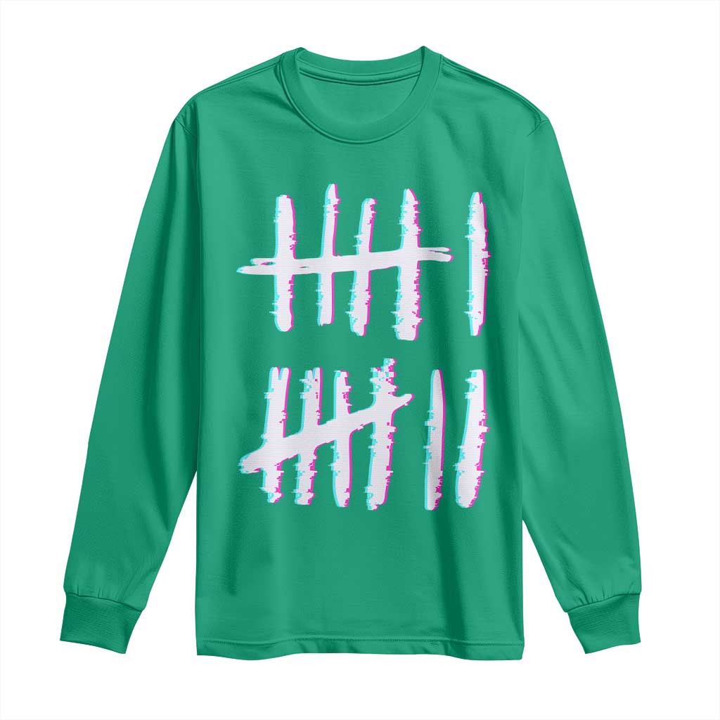 Tally Marks Six Seven Meme Long Sleeve Shirt Glitch Optical Illusion - Wonder Print Shop