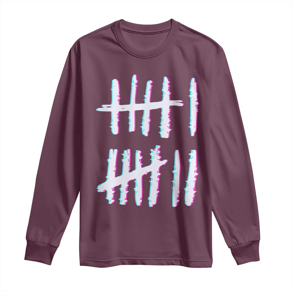 Tally Marks Six Seven Meme Long Sleeve Shirt Glitch Optical Illusion - Wonder Print Shop