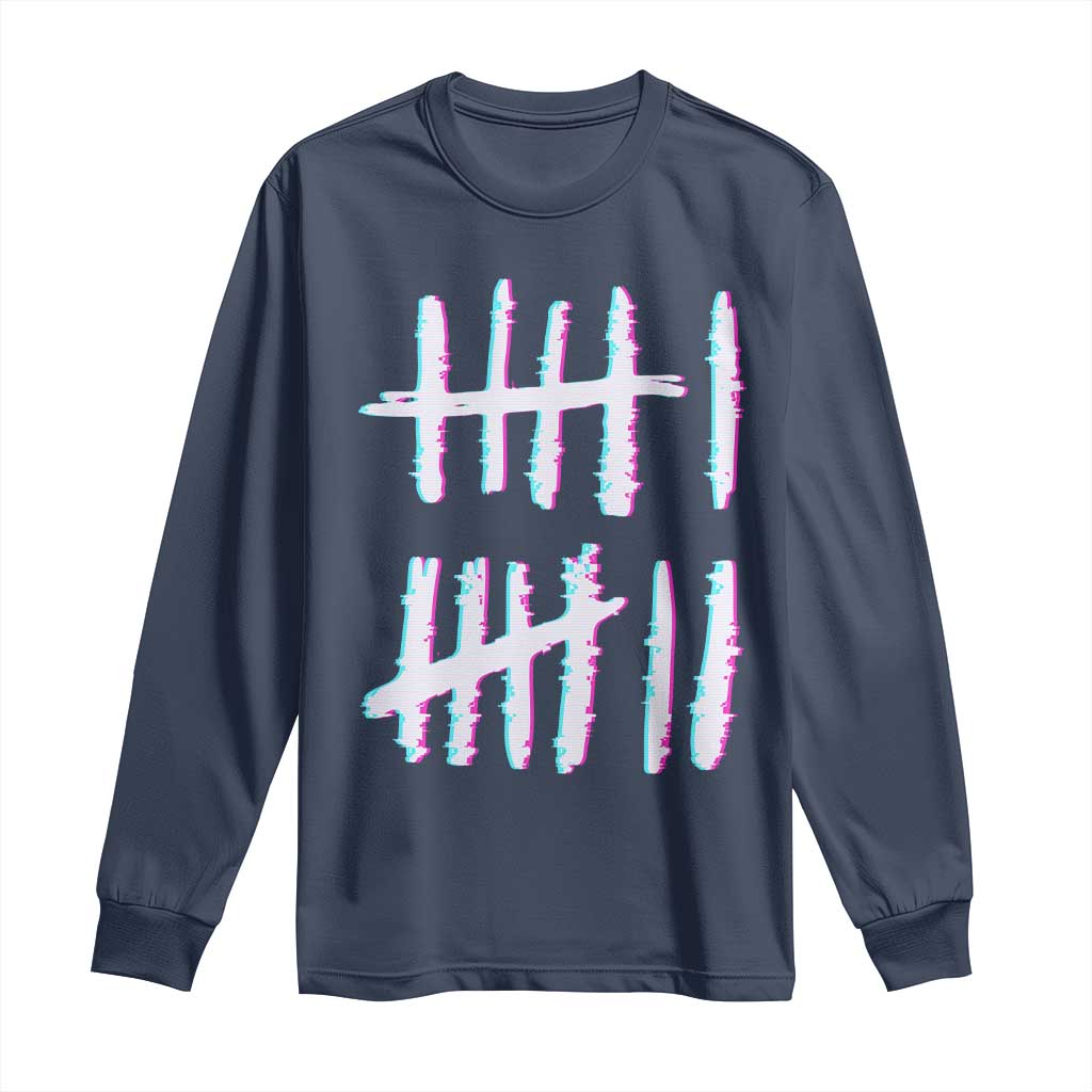 Tally Marks Six Seven Meme Long Sleeve Shirt Glitch Optical Illusion - Wonder Print Shop