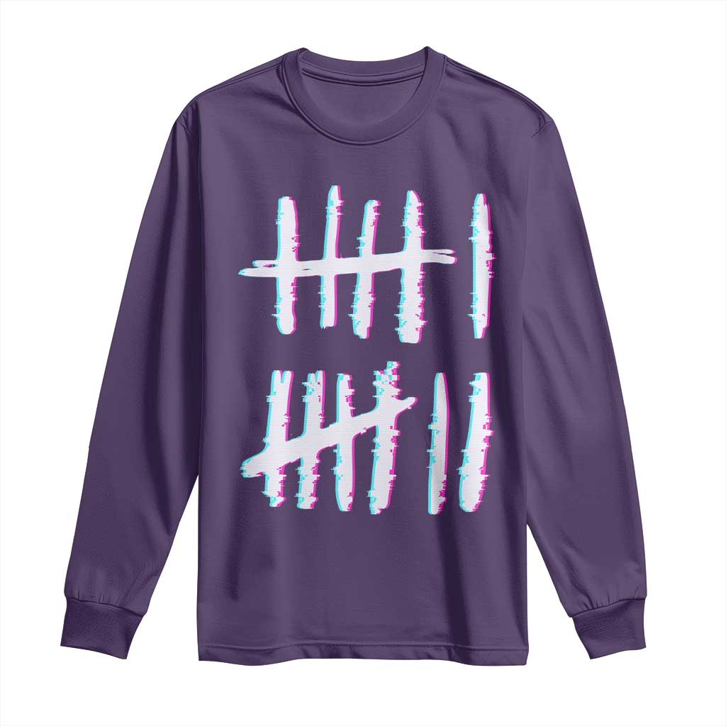 Tally Marks Six Seven Meme Long Sleeve Shirt Glitch Optical Illusion - Wonder Print Shop
