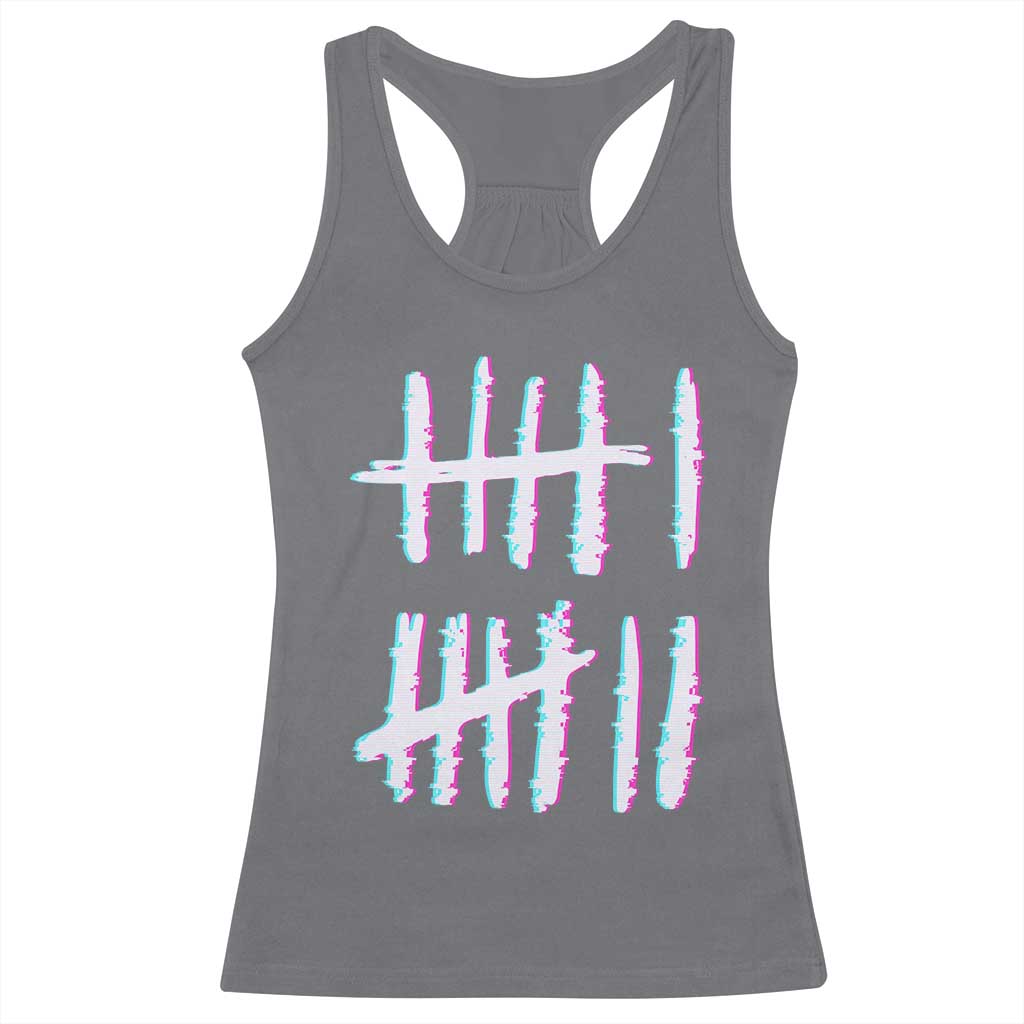 Tally Marks Six Seven Meme Racerback Tank Top Glitch Optical Illusion - Wonder Print Shop