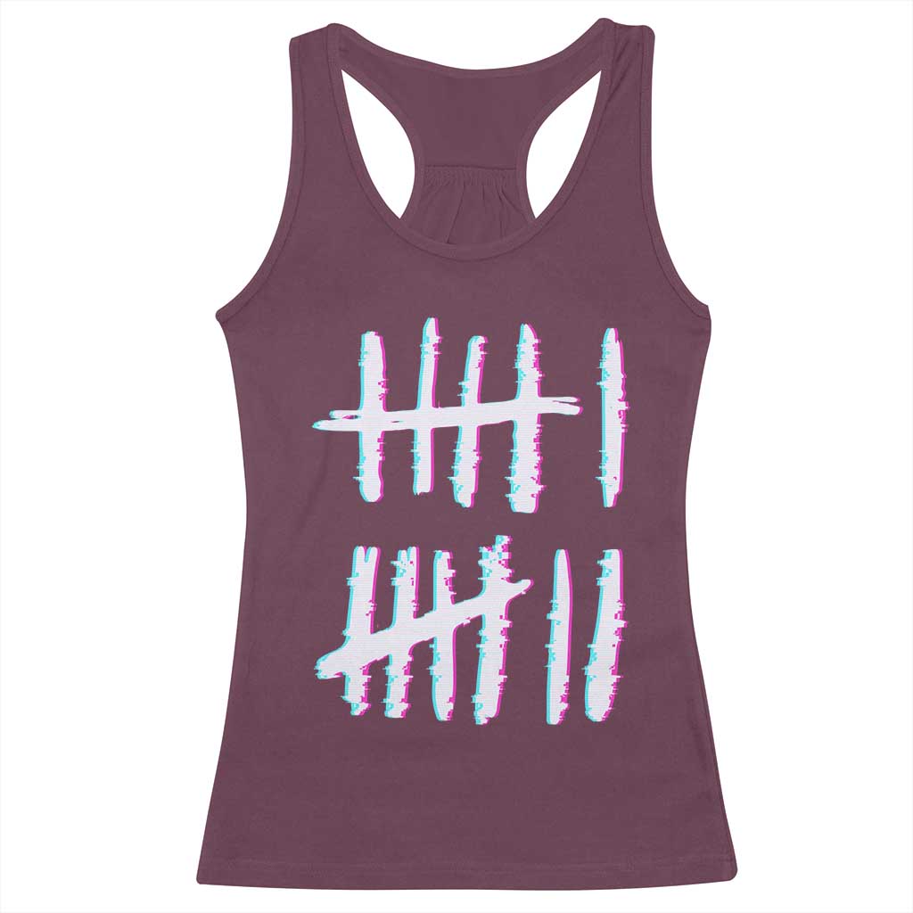 Tally Marks Six Seven Meme Racerback Tank Top Glitch Optical Illusion - Wonder Print Shop