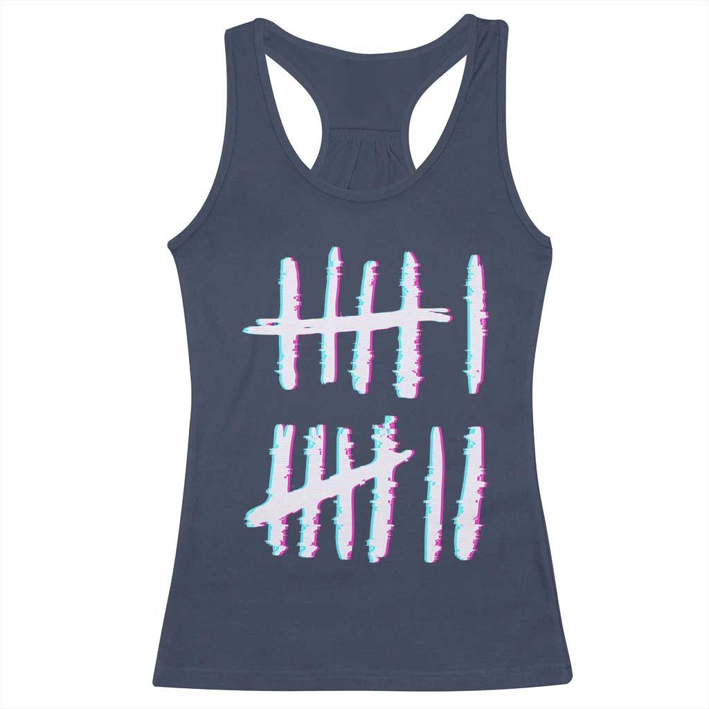 Tally Marks Six Seven Meme Racerback Tank Top Glitch Optical Illusion - Wonder Print Shop