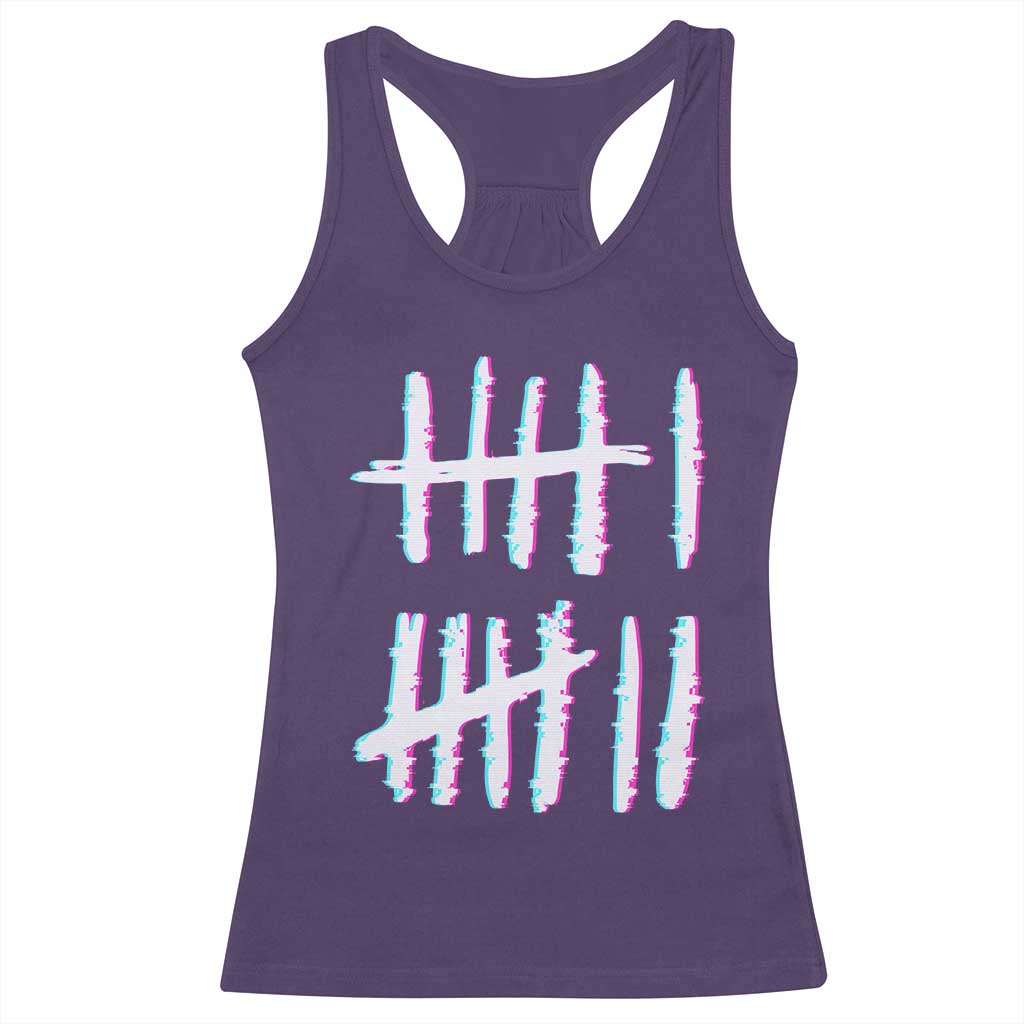 Tally Marks Six Seven Meme Racerback Tank Top Glitch Optical Illusion - Wonder Print Shop