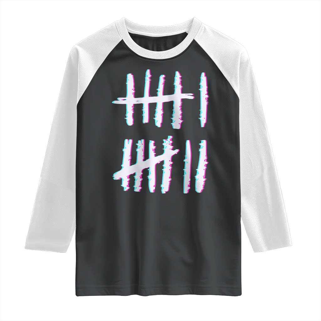 Tally Marks Six Seven Meme Raglan Shirt Glitch Optical Illusion - Wonder Print Shop