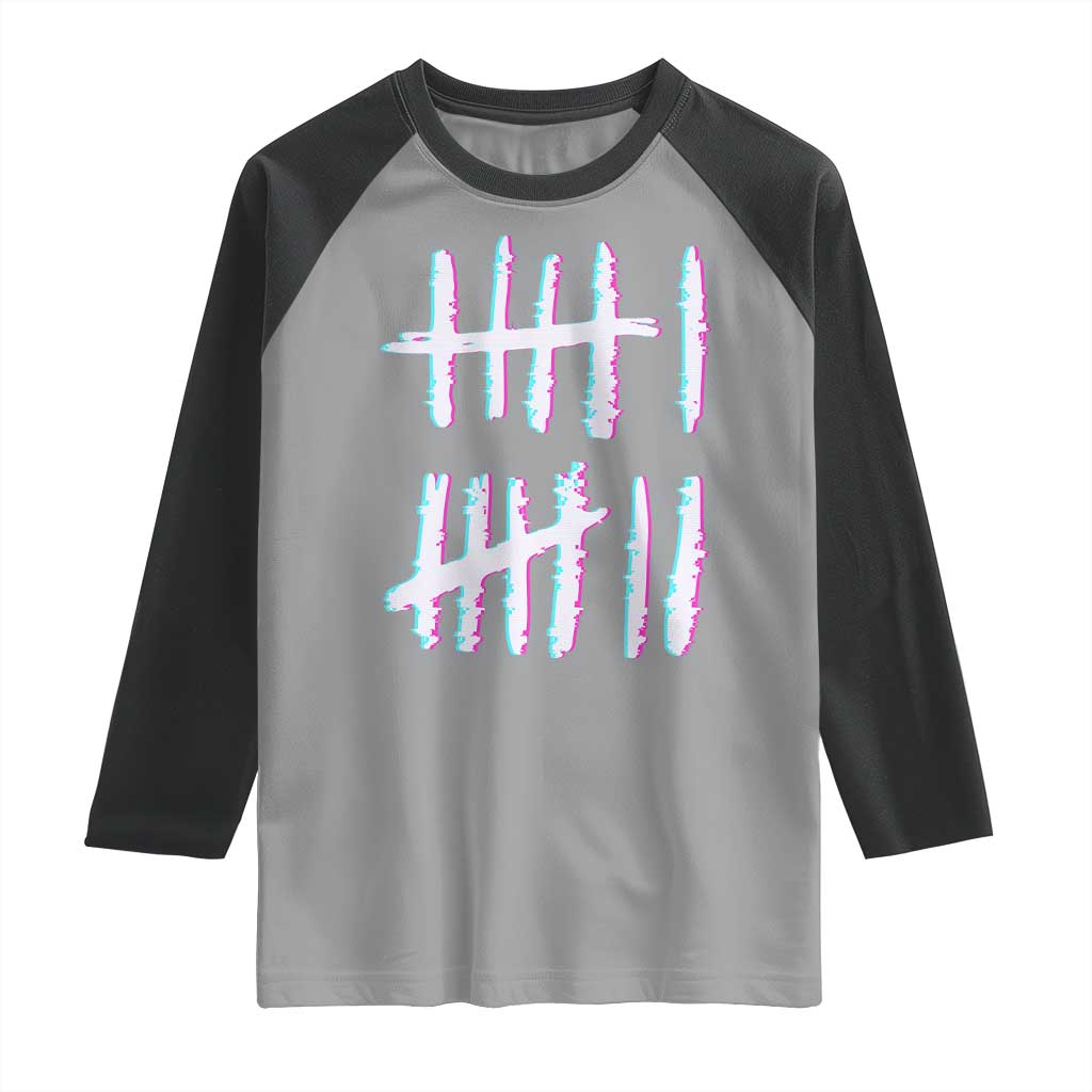 Tally Marks Six Seven Meme Raglan Shirt Glitch Optical Illusion - Wonder Print Shop